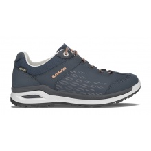 Lowa Hiking-Travel Shoes Locarno Low GTX (All-Terrain, Nubuck leather, waterproof) navy blue/mandarin Women